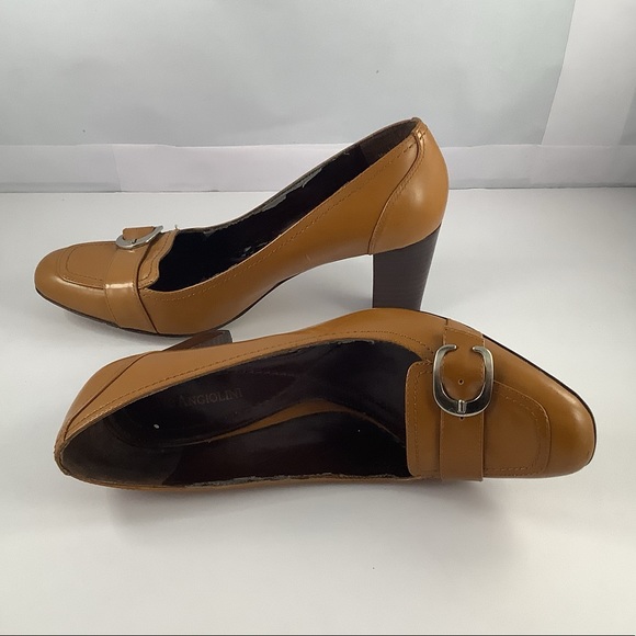 Enzo Angiolini Womens Taurus Brown Patent Leather Square Toe Chunky Heels 7.5 - Picture 2 of 11